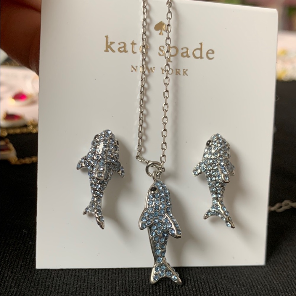COPY - Kate Spade Silver Shark Necklace and Earrings Set